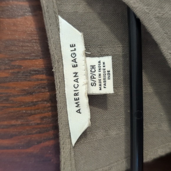 American Eagle Olive Green Boho Tiered Flowy Long Sleeve Blouse Size Small - Picture 2 of 4